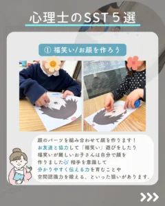 「福笑い」遊びで、顔のパーツ配置を通じた空間認識力のトレーニングと伝える力を養うウィズ・ユー谷町のSST活