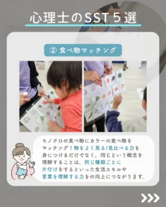 同じという概念を理解するマッチング活動。整理整頓や片付けなどの生活スキル向上に繋げる療育